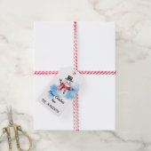 Naam op grillige Retro Snowman Winter Gift Labels Cadeaulabel (Met Touw)
