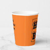 Naam op Halloween Sinaasappel & Zwart Hey Boo Eyeb Papieren Bekers (Rechts)