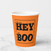 Naam op Halloween Sinaasappel & Zwart Hey Boo Eyeb Papieren Bekers (Voorkant)