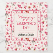 Naam op Happy Valentine's Day Wine Label Wijn Etiket (Enkel label)