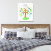 Naam op harten stamboom gepersonaliseerd canvas afdruk (Insitu (Slaapkamer))
