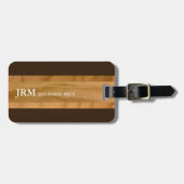 Naam op Houtkorrels Look / Vliegtuigreis Bagagelabel (Voorkant horizontaal)