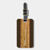 Naam op Houtkorrels Look / Vliegtuigreis Bagagelabel (Voorkant verticaal)