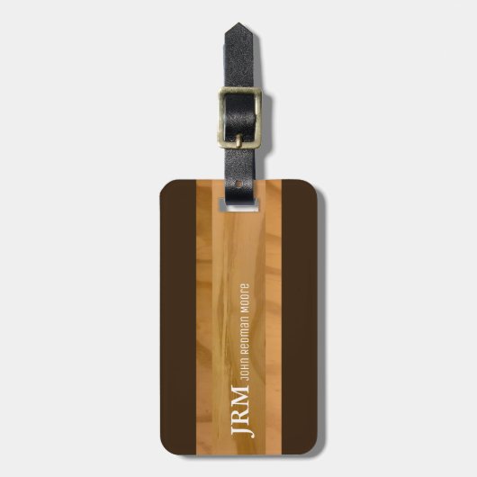 Naam op Houtkorrels Look / Vliegtuigreis Bagagelabel (Voorkant verticaal)