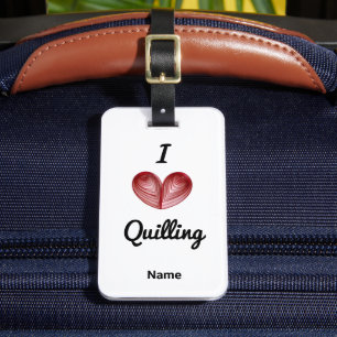 Naam op, I (hart) Quilling, Bagagelabel
