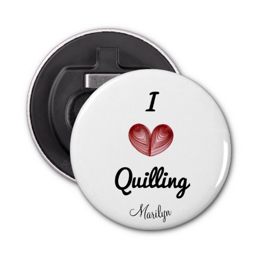 Naam op (ik hart) Your_Word Magnet Button Flesopener (Voorkant)