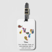 Naam op Kleurrijk Papier Gevulde Paisleys Reizen Bagagelabel (Voorkant (verticaal))