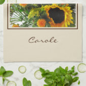 Naam op Kleurrijke Grote Zonnebloemen Print 16x24 Theedoek (Gevouwen)