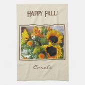 Naam op Kleurrijke Grote Zonnebloemen Print 16x24 Theedoek (Verticaal)