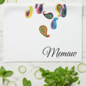 Naam op Kleurrijke Quilled Paisleys Keukenhanddoek (Gevouwen)