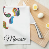 Naam op Kleurrijke Quilled Paisleys Keukenhanddoek (Quarter Fold)