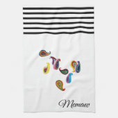Naam op Kleurrijke Quilled Paisleys Keukenhanddoek (Verticaal)