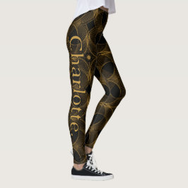 Naam op luxe gouden guilloché naadloos patroon leggings