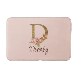 Naam op maat Goud Folie Blush Roze Rozen Letter D Badmat