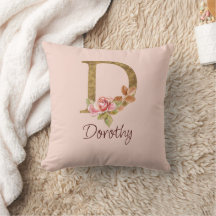 Naam op maat Goud Folie Blush Roze Rozen Letter D