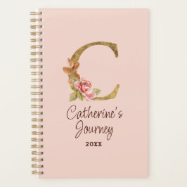 Naam op maat Goud Folie Roze Rozen Letter C Planner