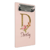 Naam op maat gouden folie Blush Roze Rozen Letter  Mini Klembord (Schuin)