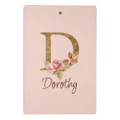 Naam op maat gouden folie Blush Roze Rozen Letter  Mini Klembord (Achterkant)