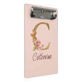 Naam op maat gouden folie roze rozen Letter C Mini Klembord (Schuin)