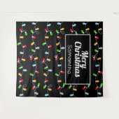 Naam op maat kerstverlichting met monogram wandkleed (Voorkant (horizontaal))