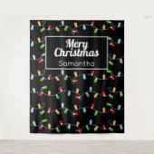 Naam op maat kerstverlichting met monogram wandkleed (Voorkant)