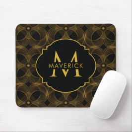 Naam op maat luxe gouden guilloché naadloos patroo muismat