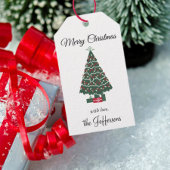 Naam op  Merry Christmas Stylish Tree (10) Cadeaulabel