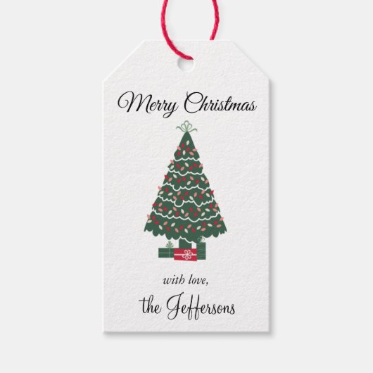 Naam op  Merry Christmas Stylish Tree (10) Cadeaulabel (Voorkant)