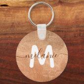 Naam op monogram Roosgoud Folie Luxe Sleutelhanger (Voorkant)
