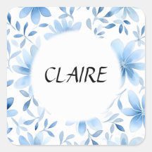 Naam op mooi blauw pastel bloempatroon