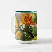 Naam op Mooie Herfst Zonnebloemen 15oz Tweekleurige Koffiemok (Voorkant links)