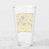 Naam op Mooie Zonnebloemen Pint Glas (Achterkant)