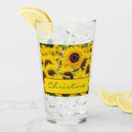 Naam op Mooie Zonnebloemen Pint Glas