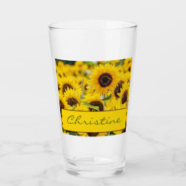 Naam op Mooie Zonnebloemen Pint Glas