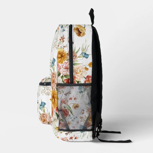 Naam op Nederlandse Kunst Waterverf Bloemenpatroon Bedrukte Rugzak (Rechts)