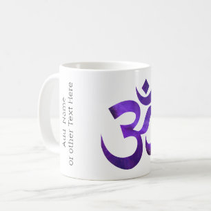 Naam op Paarse Ruimte OM Symbool 11oz Koffie Mok