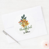 Naam op Quilled Autumn Flowers 3-inch dankbaar Ronde Sticker (Envelop)