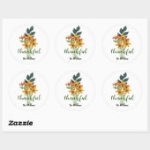 Naam op Quilled Autumn Flowers 3-inch dankbaar Ronde Sticker (Vel)