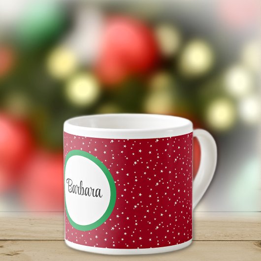 Naam op Rode & Witte Sterren 6oz Espresso Kop