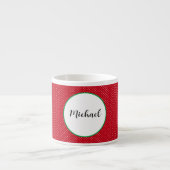 Naam op Rode & Witte Zwitserse Stippen 6oz Espresso Kop (Voorkant)