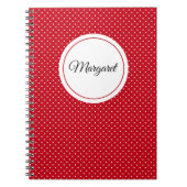 Naam op Rood & Wit Zwitserse Stippen Spiraal Notitieboek (Voorkant)