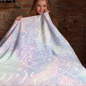 Naam op Roze Blauwe Waterverf met Muzieknoten Fleece Deken
