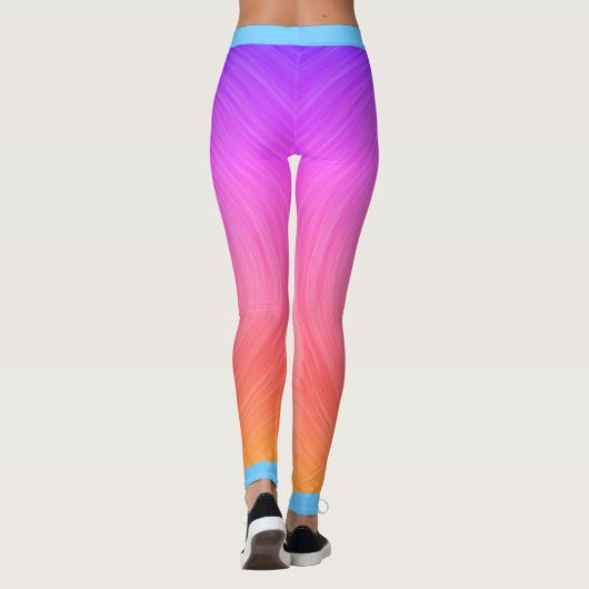 Naam op Roze en Oranje Getextureerde Druk Gradiënt Leggings (Achterkant)