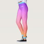 Naam op Roze en Oranje Getextureerde Druk Gradiënt Leggings (Links)