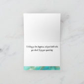 Naam op rug, gelukkige verjaardag, turquoise & bro kaart (Binnen)