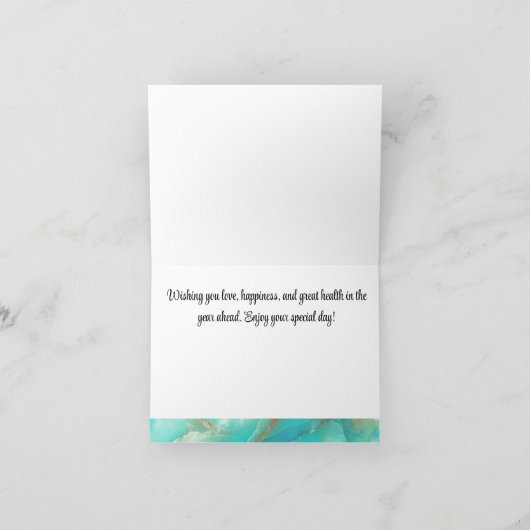 Naam op rug, gelukkige verjaardag, turquoise & bro kaart (Binnen)