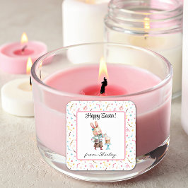 Naam op Schattige Happy Easter Bunny 1.5-in Vierkante Sticker