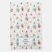 Naam op Schattigee Sneeuwman Sweets Keukenhanddoek (Verticaal)