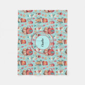 Naam op Schattigee Vakantie Sneeuwman Snoepjes Fle Fleece Deken (Voorkant)