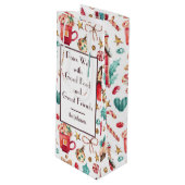 Naam op Schattigee Whimsical Sweets Vakantie Wijn Cadeautas (Voorkant Gekanteld)